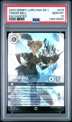2023 DISNEY LORCANA EN 1-THE FIRST CHAPTER #216 TINKER BELL - GIANT FAIRY PSA 10 - Image 1