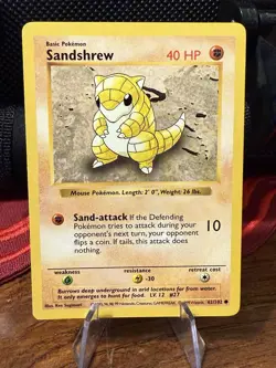 Sandshrew 62/102 Base Set Pokemon Card TCG LP SHADOWLESS - Image 1