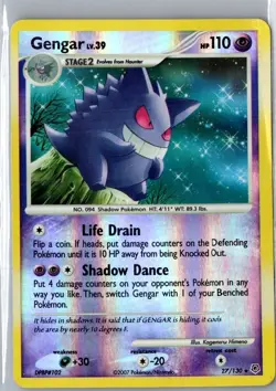 Gengar 27/130 Reverse Holo Rare Pokemon Diamond and Pearl HP - Image 1