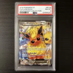 2016 POKEMON XY GENERATIONS RADIANT COLL #RC28 FULL ART/FLAREON EX PSA 8 - Image 1