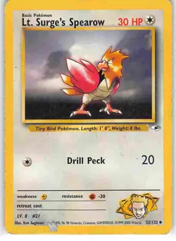 Lt. Surge's Spearow 52/132 Uncommon Gym Heroes Pokemon MP - Image 1
