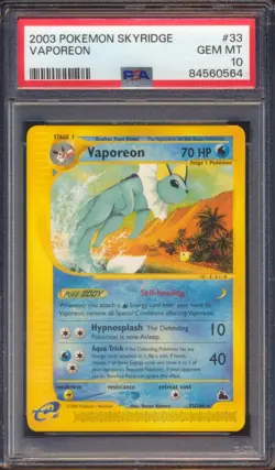 2003 POKEMON SKYRIDGE VAPOREON #33 PSA 10! - Image 1