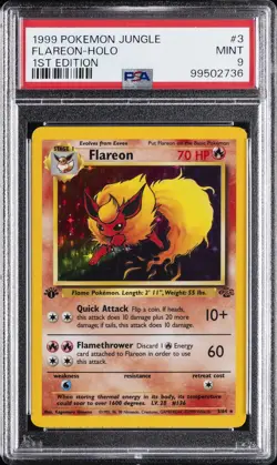 1999 POKEMON JUNGLE 1ST ED #3 FLAREON-HOLO PSA 9 - Image 1