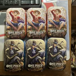 One Piece Card Mini-Tin Pack Set Vol.2 Includes x6 Tins Sabo & Luffy -Empty Tins - Image 1