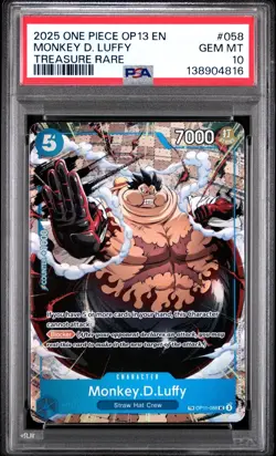 2025 ONE PIECE OP13 058 CARRYING ON HIS WILL MONKEY D LUFFY TREASURE RARE PSA 10 - Image 1