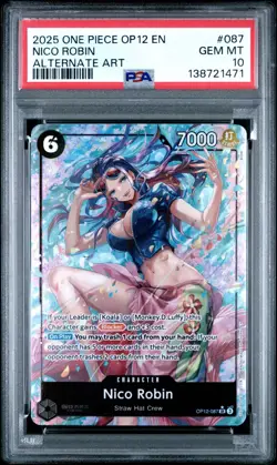 2025 ONE PIECE OP12 087 LEGACY OF THE MASTER NICO ROBIN ALT ART PSA 10 GEM MINT - Image 1