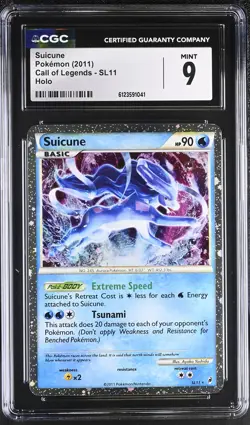 CGC 9 MINT Suicune 2011 Call of Legends SL11 Holo Pokemon Card - Image 1