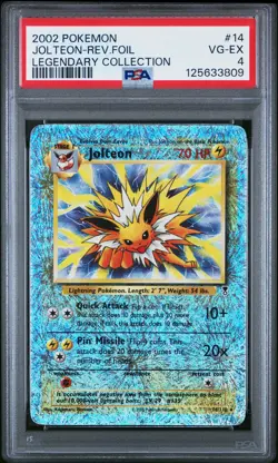 2002 POKEMON LEGENDARY COLLECTION #14 JOLTEON-REVERSE FOIL PSA 4 - Image 1