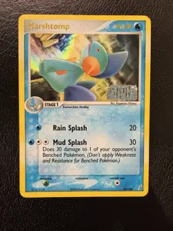 Pokemon TCG - Marshtomp Crystal Guardians Stamped 24/100 Rare Reverse Holo LP - Image 1