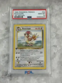 FRENCH 1999 PIDGEOTTO ROUCOUPS Base Set 1ST EDITION Rare Pokemon 22/102 PSA 10 - Image 1