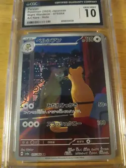 CGC 10 GEM MINT Persian 075/064 AR Art Rare Night Wanderer sv6a Pokemon Card - Image 1
