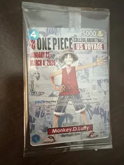 One Piece Monkey D. Luffy US Voyage College Basketball Promo Card SEALED - Image 1