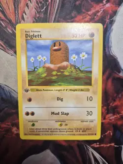 Diglett 47/102 1st Edition Shadowless Base Set Pokemon Card Game 1999 WOTC MP - Image 1