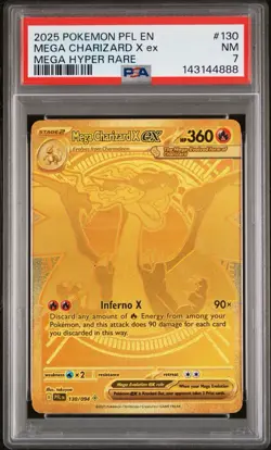 2025 POKEMON PFL EN-PHANTASMAL FLAMES MEGA HYPER RARE MEGA CHARIZARD X EX PSA 7 - Image 1