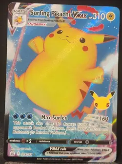 Surfing Pikachu Vmax 009/025 Celebrations Full Art Ultra Rare Pokemon TCG 2021 - Image 1