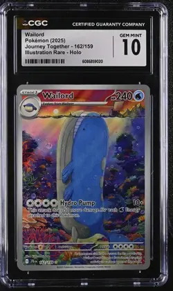 CGC Gem Mint 10: Wailord (162/159) Pokemon Journey Together (EN) - Image 1