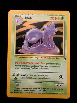 Muk ⭐ 13/62 Fossil Holo Base Set Vintage Pokemon LP Gradebale Mint - Image 1