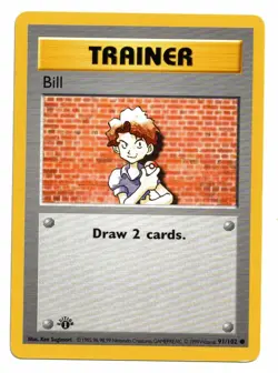 Pokemon Card: Bill 91/102 1st Edition Base Set Shadowless! EXC - Image 1