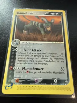 Pokemon TCG Houndoom 34/97 Dragon Uncommon Card (NM Condition) - Image 1