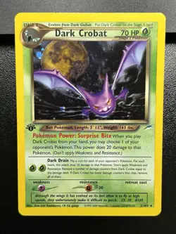 DARK CROBAT Pokemon Card - WOTC - 1st Edition - Neo Destiny - 2/105 HOLO NM (A) - Image 2