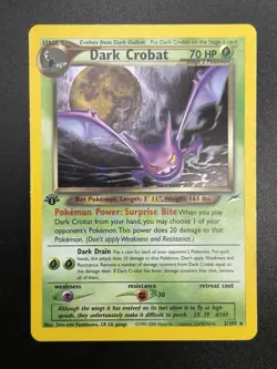 DARK CROBAT Pokemon Card - WOTC - 1st Edition - Neo Destiny - 2/105 HOLO NM (A) - Image 3