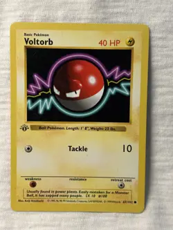 Pokemon Voltorb 67/102 Base Set (Shadowless) Non Holo Regular Excellent NP - Image 1