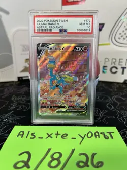 Pokemon Machamp V #172/189 SWSH Astral Radiance Full Art Holo PSA 10 2022 - Image 1
