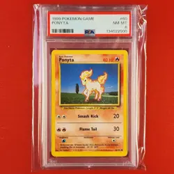 6-02-02 . UNPLAYED 1999 POKEMON GAME BASE SET PONYTA #60/102 PSA 8 - Image 1