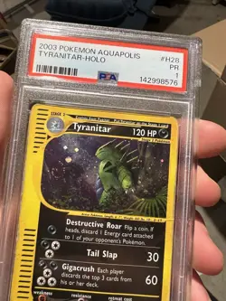HUGE SWIRL PSA 1 PR 2003 Aquapolis Tyranitar Holo Foil Rare H28/H32 Pokemon - Image 3