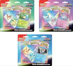 Pokemon TCG Scarlet Violet Prismatic Evolutions 3-Pack Tech Sticker Collection - Image 1