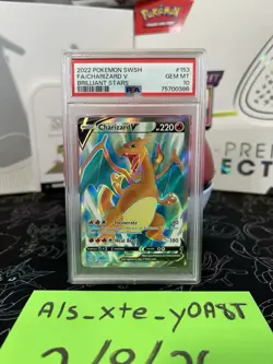 Pokemon Charizard V #153/172 Brilliant Stars Full Art Holo PSA 10 2022 English - Image 1