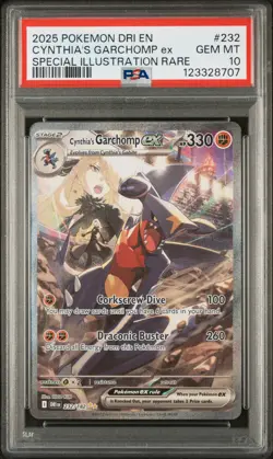 2025 POKEMON DRI EN-DESTINED RIVALS #232 CYNTHIA'S GARCHOMP EX PSA 10 - Image 1