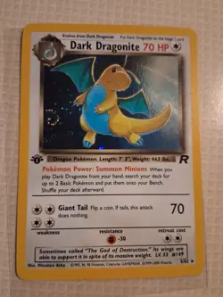 Pokemon Dark Dragonite 1st Edition Holo Rare Team Rocket Card 5/82 70 HP - Image 1