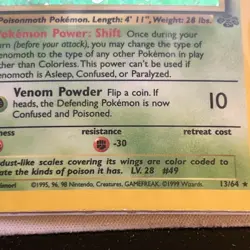 Pokemon TCG Venomoth Jungle Holo Card 13/64 1st Edition Rare - Image 3