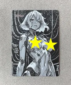 Magic MTG Altered Painted Swamp Android Anime Girl by white_alters - Image 1