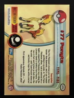 Pokemon #77 Ponyta Card Topps TV Animation Edition - LP - Image 2