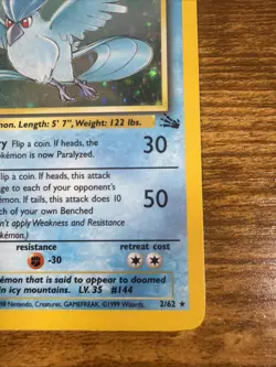 Pokemon Articuno 2/62 Holo Rare Unlimited Fossil WOTC - Image 5
