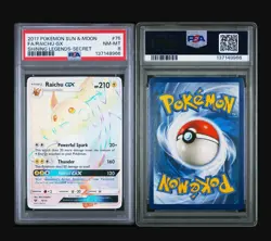 2017 Pokemon Shining Legends Raichu GX #75/73 Secret Rainbow PSA 8 - Image 3