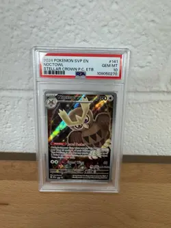 PSA 10 GEM MINT Noctowl Stellar Crown Pokemon Center ETB Promo Pokemon SVP 141 - Image 1