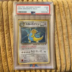 1997 Pokemon P.M. Rocket Gang #149 Dark Dragonite Holo Japanese Card PSA 5 - Image 1