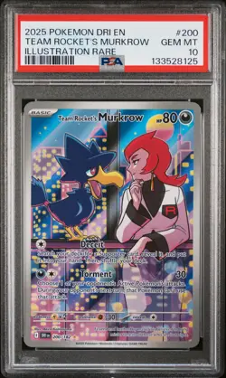 PSA 10 Team Rocket's Mukrow 200/182 Destined Rivals IR Pokemon Card - Gem Mint - Image 1