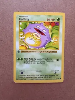 Pokemon Koffing Shadowless Base Set 1st Edition WOTC 1999 TCG Single Card 51/102 - Image 1