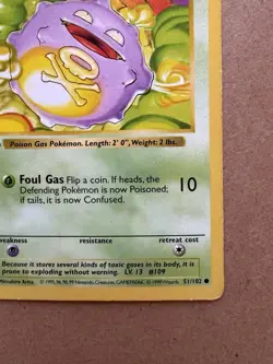 Pokemon Koffing Shadowless Base Set 1st Edition WOTC 1999 TCG Single Card 51/102 - Image 5