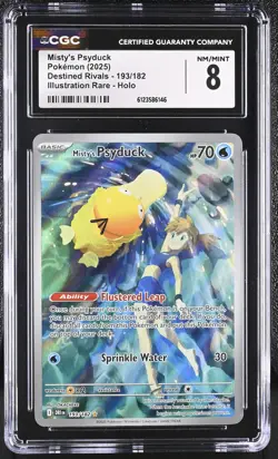 CGC 8 Misty's Psyduck 2025 Destined Rivals 193/182 Holo Pokemon Card - Image 1