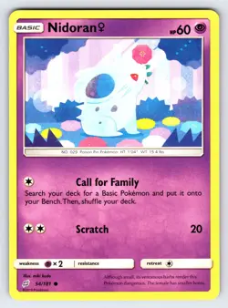 Nidoran 54/181 2019 S&M Team Up Pokemon Card TCG Non Holo Common Nintendo - Nm - Image 1