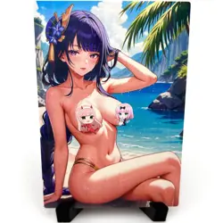Genshin Impact Raiden Shogun Sexy Hot Anime Waifu Girl Goddess Story Art Card - Image 1
