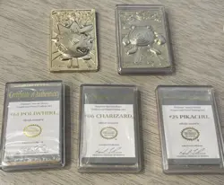 5 Burger King 23k gold plated Pokemon cards Charizard, pikachu, poliwhirl - Image 1
