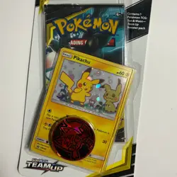 Pokemon TCG Sun & Moon Team Up Blister Pack Pikachu Holo Promo SM162 Coin - Image 5