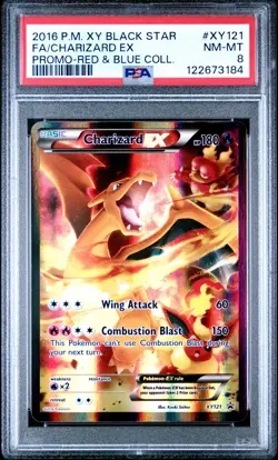 2016 POKEMON XY BLACK STAR PROMO RED & BLUE COLL FULL ART/CHARIZARD EX PSA 8 - Image 1