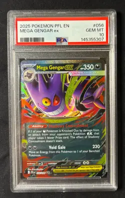 2025 POKEMON PFL EN-PHANTASMAL FLAMES #056 MEGA GENGAR EX PSA 10 - Image 1